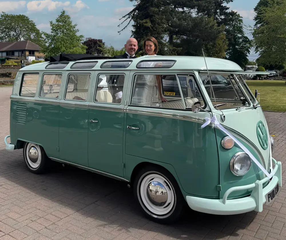 Gallery Image of a vintage VW camper van on a wedding day