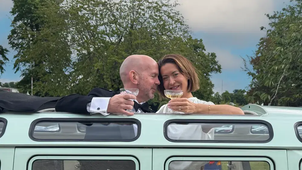 Gallery Image of a vintage VW camper van on a wedding day