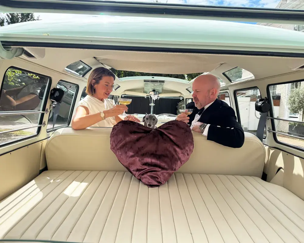 Gallery Image of a vintage VW camper van on a wedding day